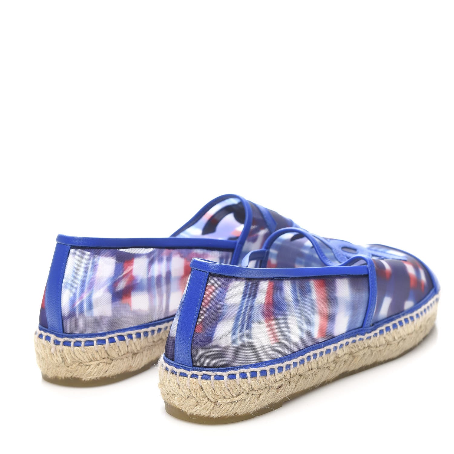 Chanel Mesh Lambskin Plaid Print CC Espadrilles 40 Blue White Red 4 of 10