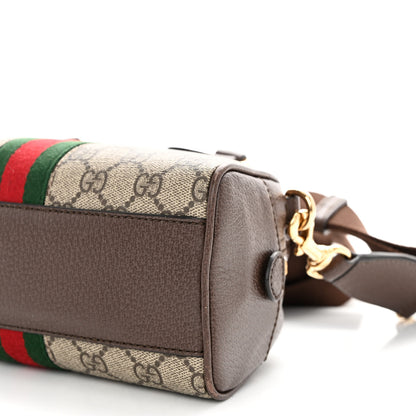 Gucci GG Supreme Monogram Textured Dollar Calfskin Web Mini Ophidia Top Handle Bowler Bag Beige Ebony New Acero 9 of 9