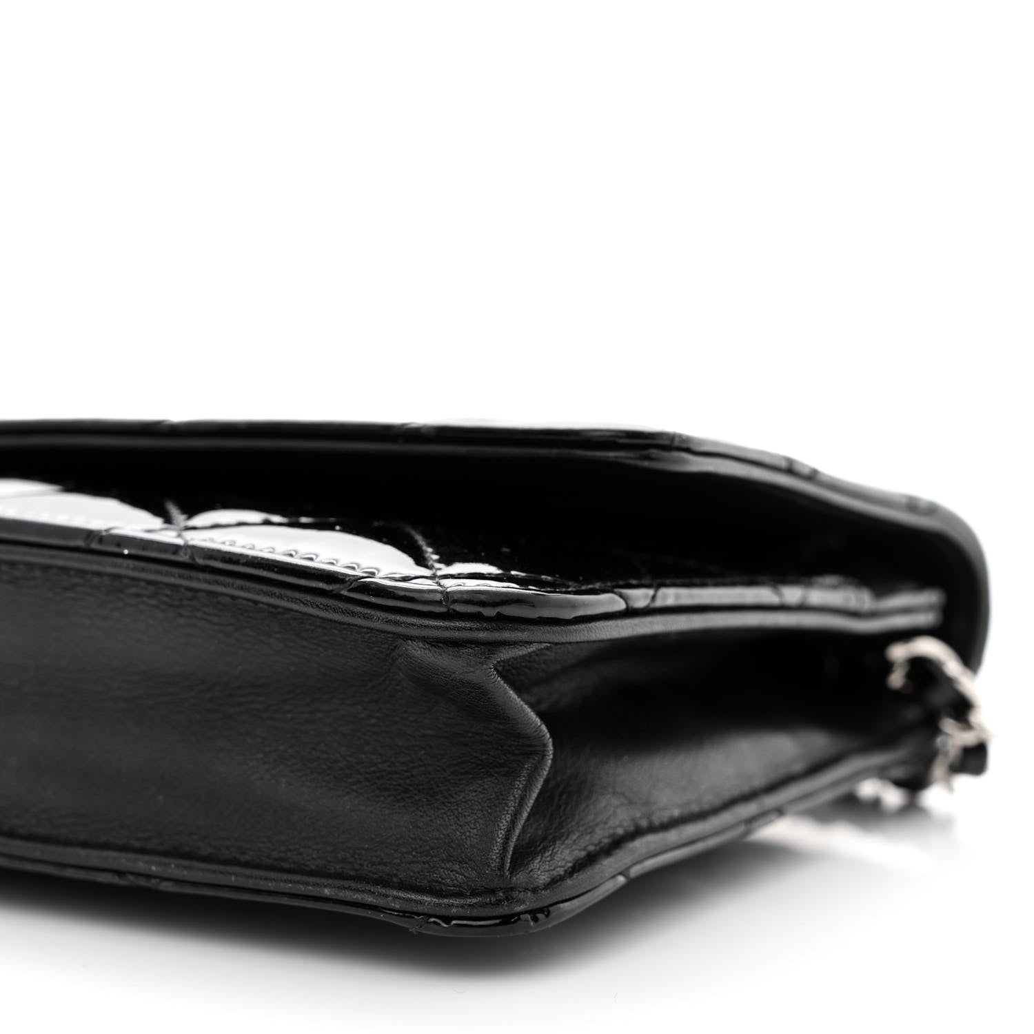Chanel Patent Quilted Wallet On Chain WOC Black 11 of 13