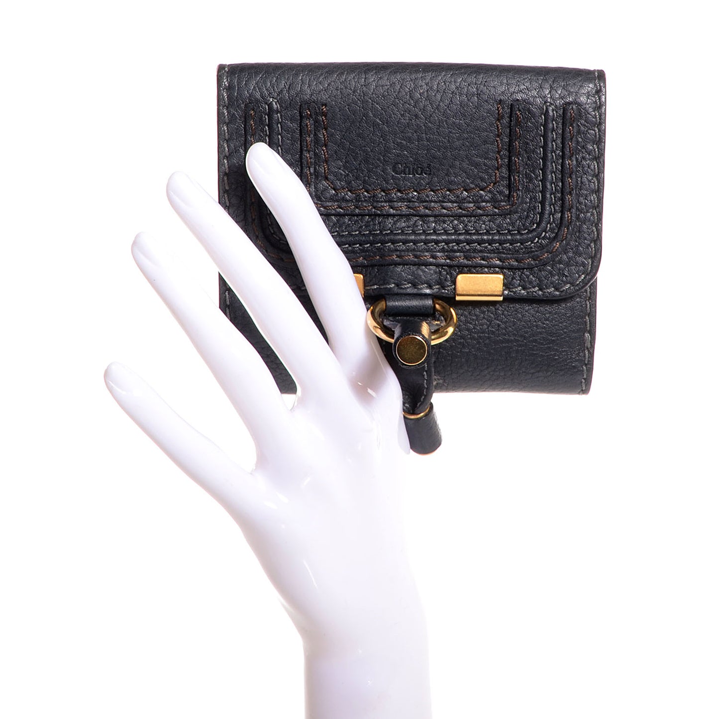 Calfskin Marcie Square Wallet Black