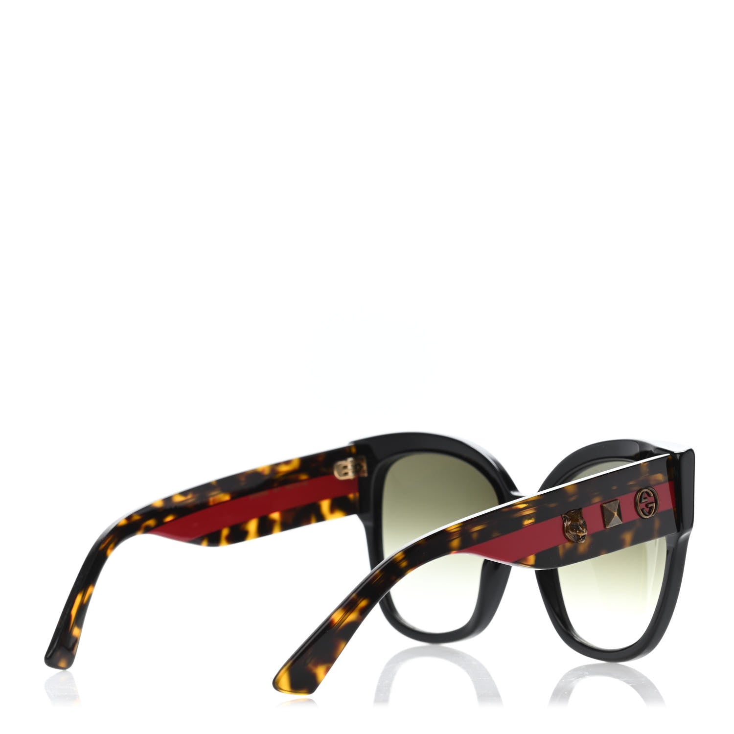 Gucci Acetate Square Frame Web Sunglasses GG0059S Black Tortoise 4 of 4