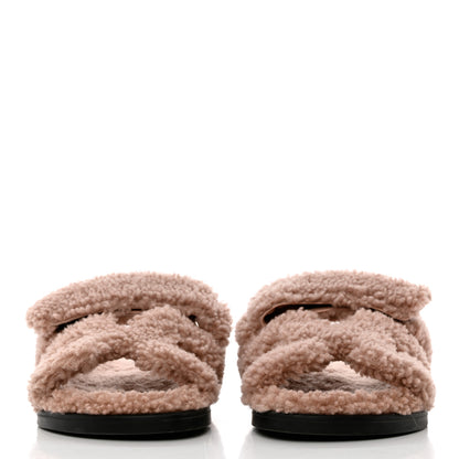 Hermes Woolskin Womens Chypre Sandals 37 Bois De Santal 2 of 9