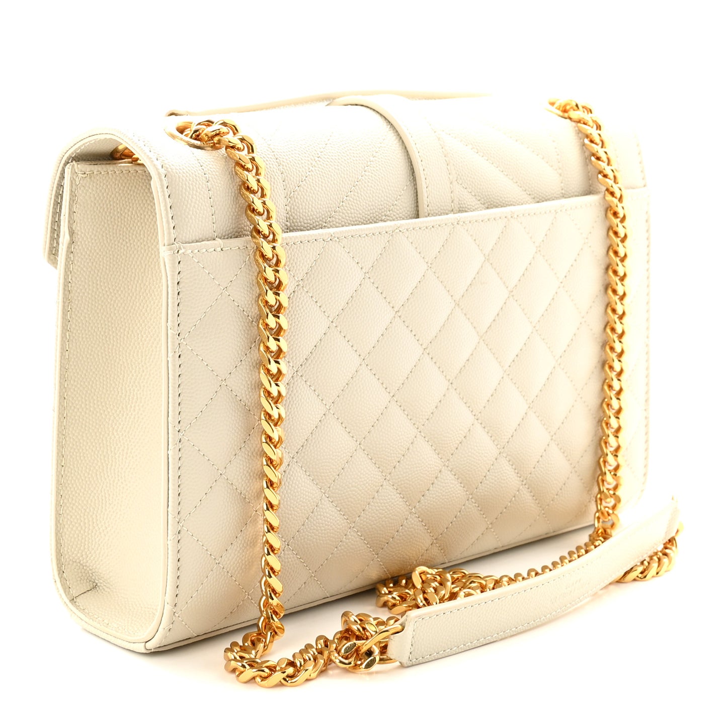 Grain De Poudre Textured Mixed Matelasse Medium Triquilt Monogram Satchel Crema Soft