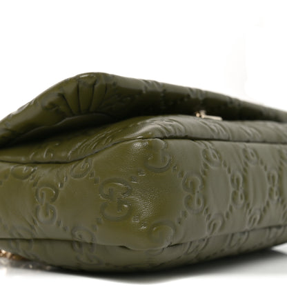 Gucci Lambskin Embossed Mini GG Milano Top Handle Shoulder Bag Green 9 of 10