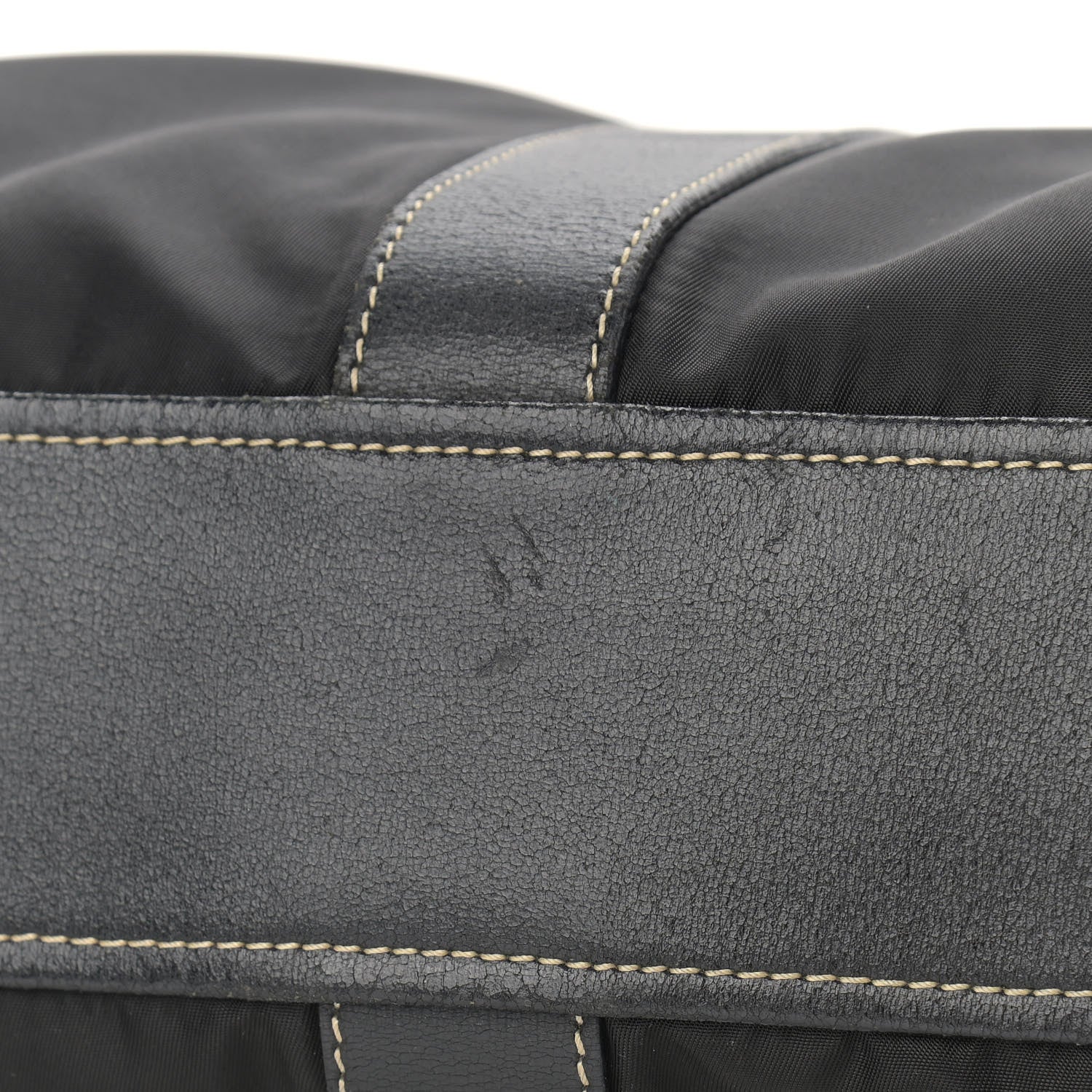 Prada Tessuto Nylon Calfskin Shoulder Bag Black 10 of 13