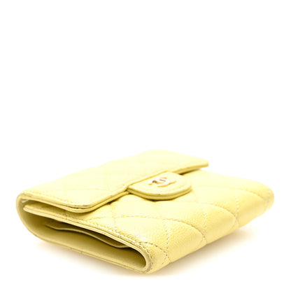 Chanel Lambskin Quilted Compact Flap Wallet Yellow 4 of 8