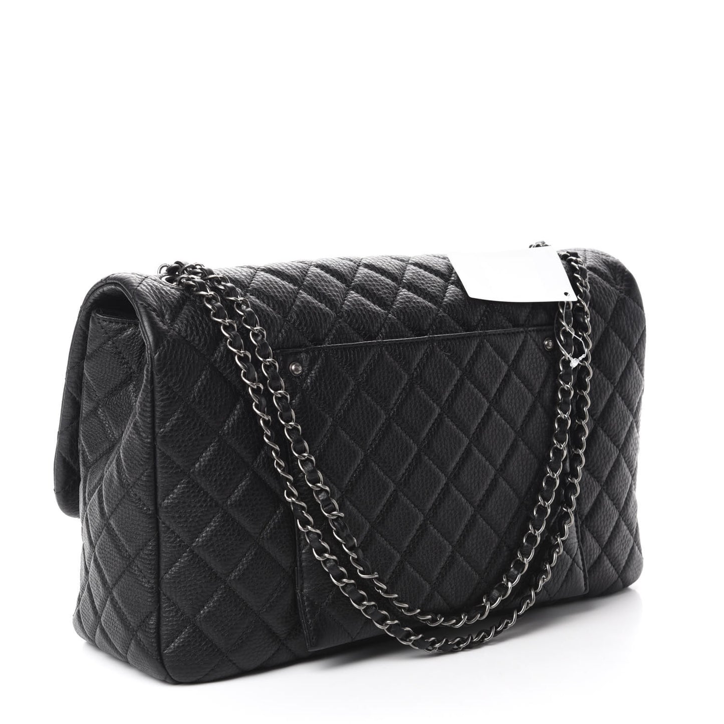 Calfskin Quilted Small XXL Travel Flap Bag Black