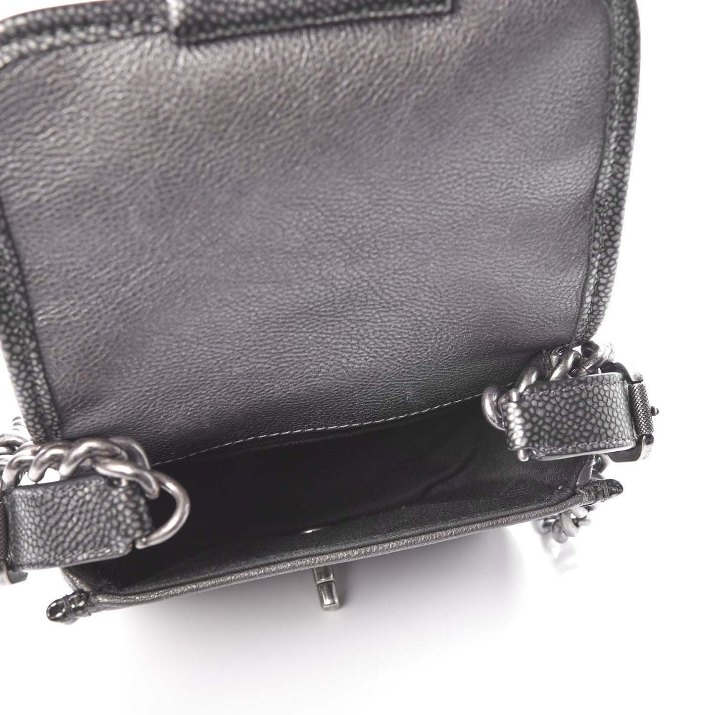 Iridescent Calfskin Mini Back To School Crossbody Flap Anthracite