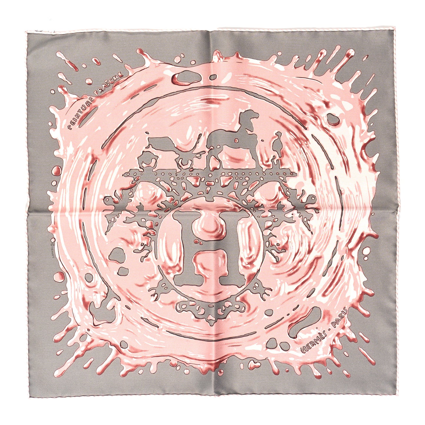 Silk Peinture Fraiche Scarf 45 Gris Acier Vieux Rose