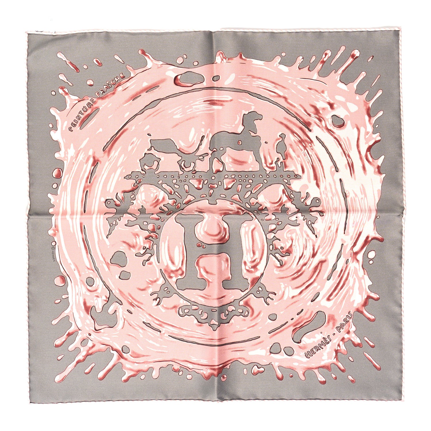 Hermes Silk Peinture Fraiche Scarf 45 Gris Acier Vieux Rose 1 of 4