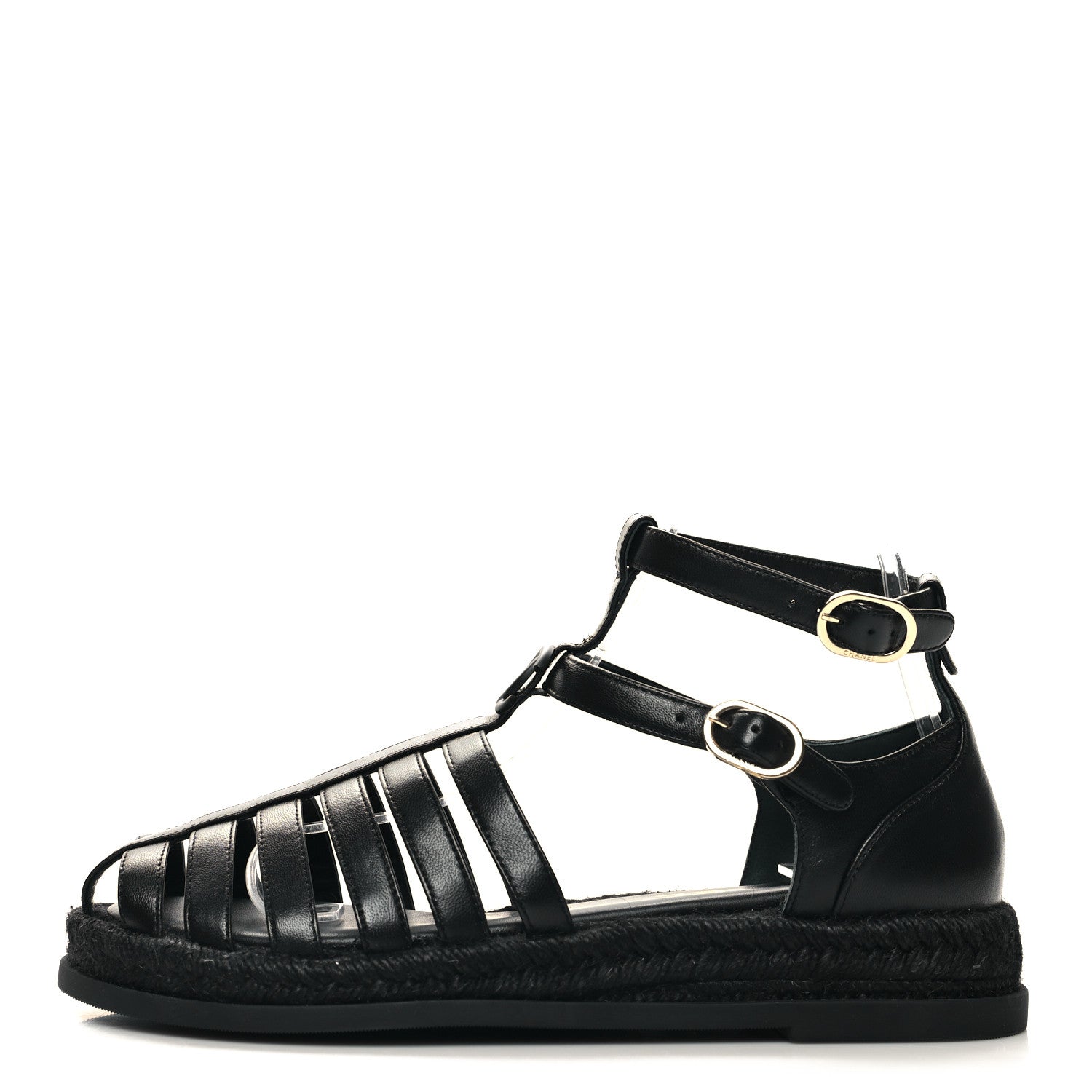 Chanel Lambskin Espadrille Sandals 40 Black 1 of 9