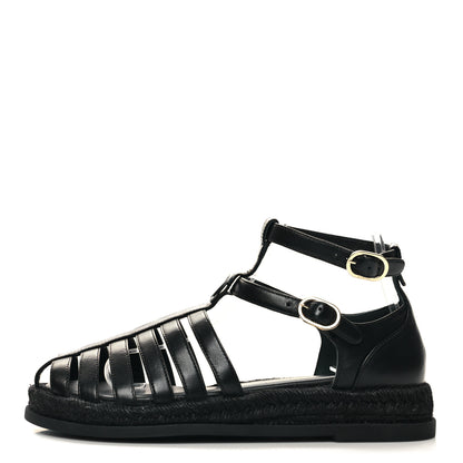 Chanel Lambskin Espadrille Sandals 40 Black 1 of 9
