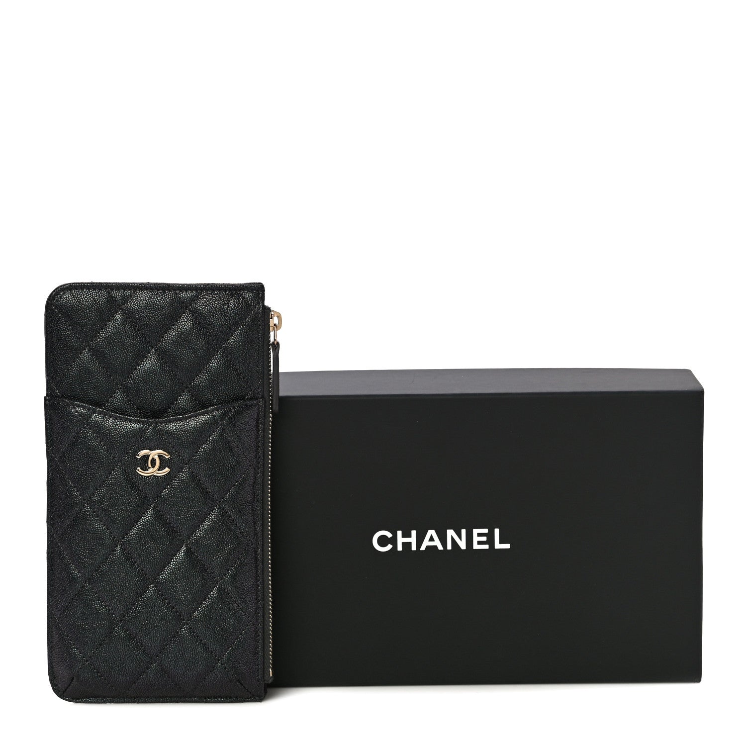 Chanel Iridescent Caviar Quilted Classic Flat Wallet Pouch Black 11 of 11