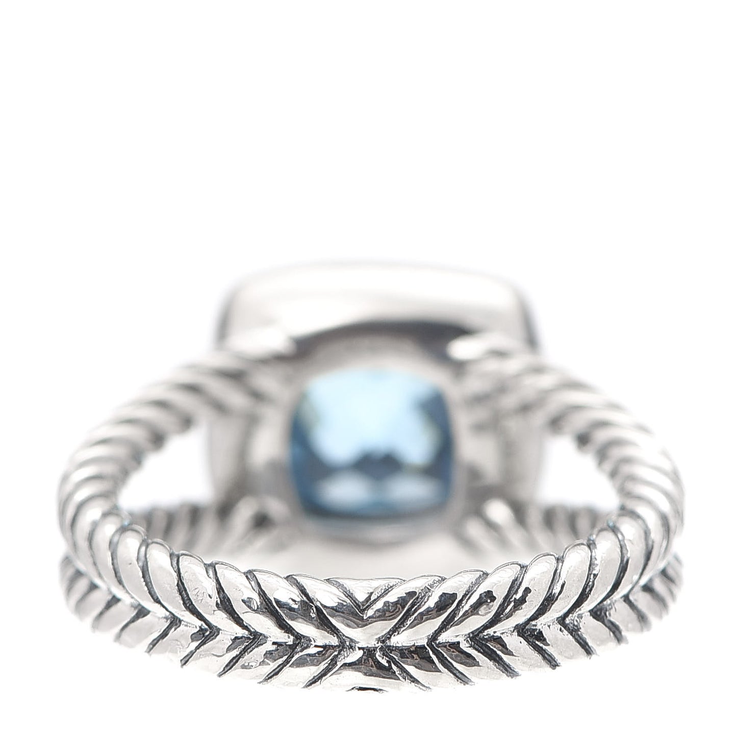 Sterling Silver Diamond Blue Topaz 7mm Petite Albion Ring 49 4.75