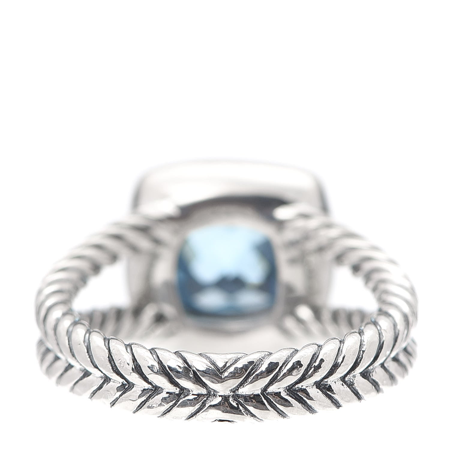 David Yurman Sterling Silver Diamond Blue Topaz 7mm Petite Albion Ring 49 4.75 4 of 6