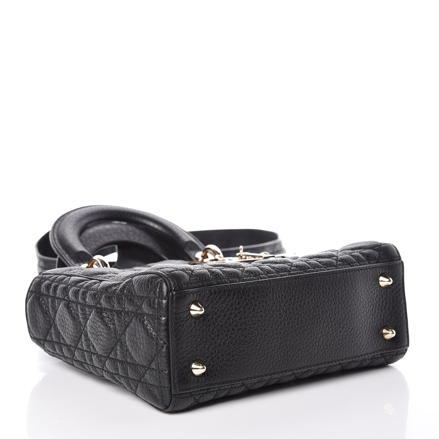 Grained Calfskin Cannage Small Supple Lady Dior Black