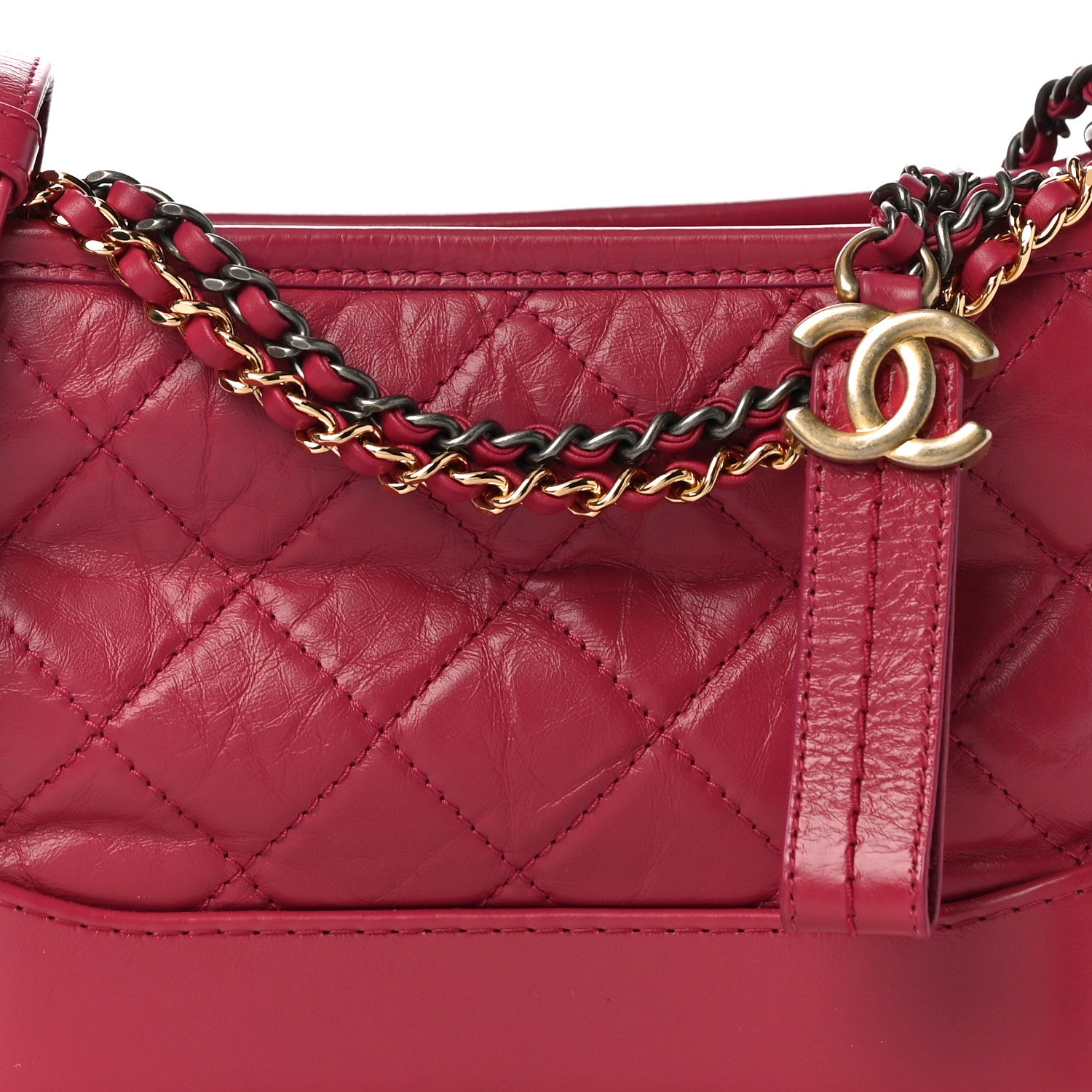 Chanel Aged Calfskin Quilted Small Gabrielle Hobo Dark Pink 8 of 11