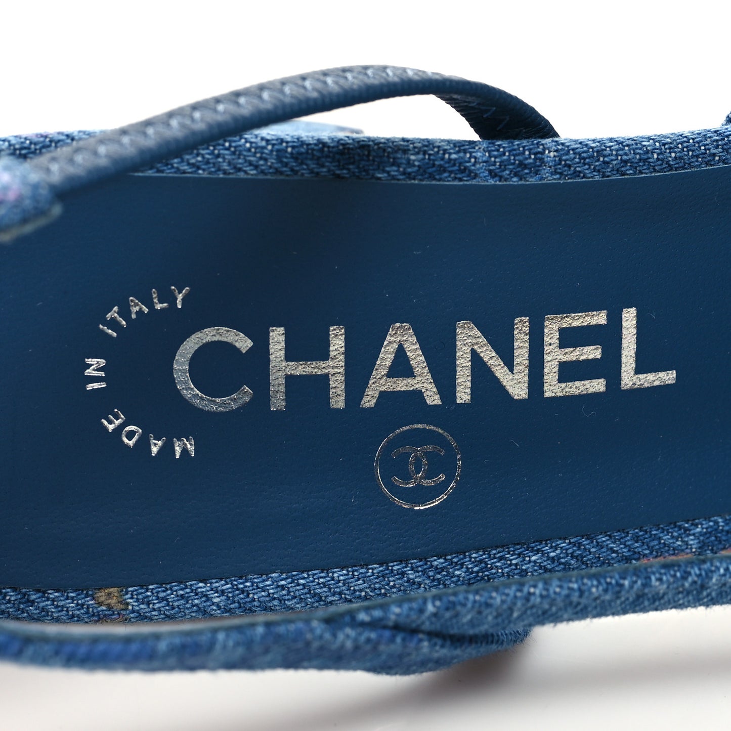 Denim Cap Toe Denim Mood Slingback Flats 38.5 Blue Multicolor