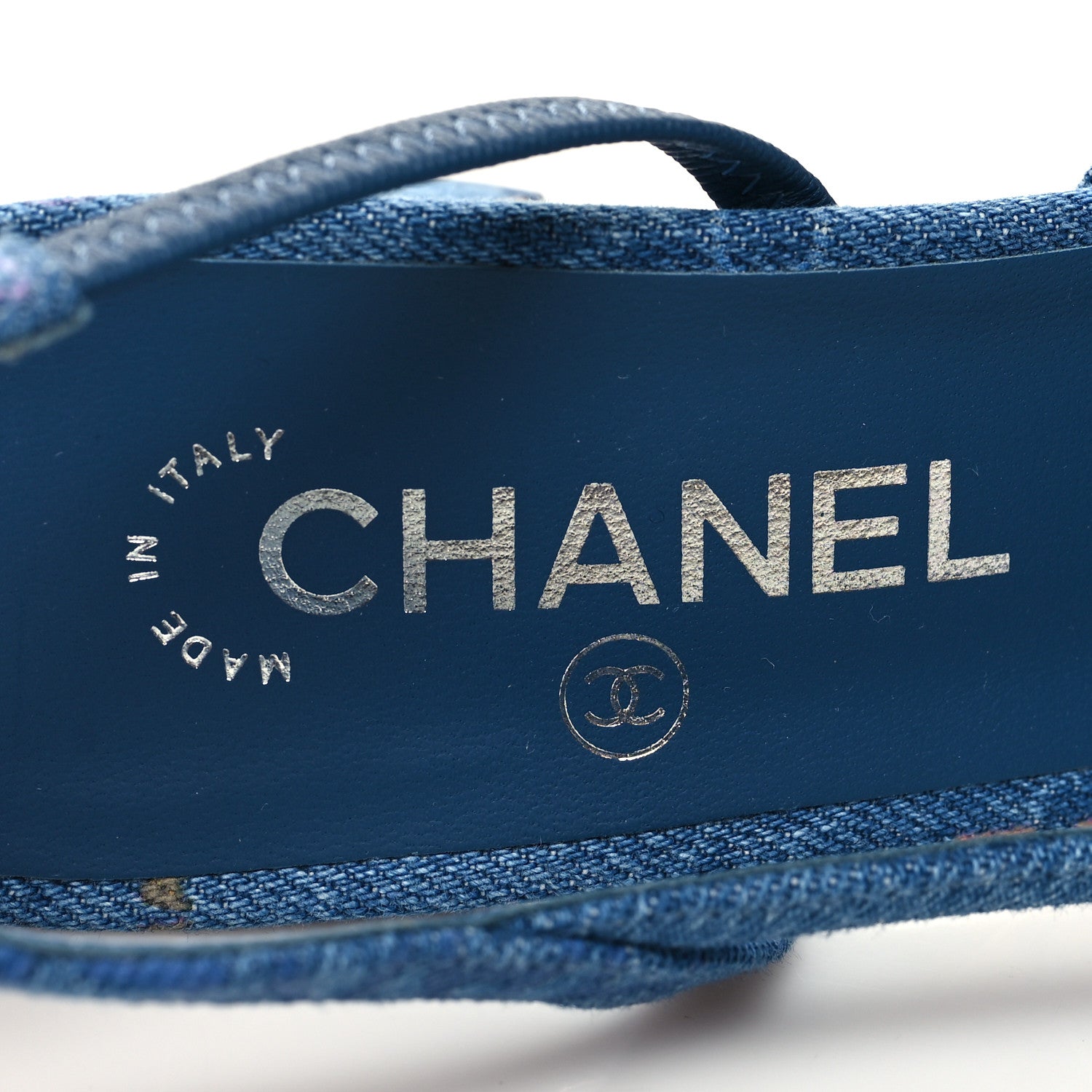 Chanel Denim Cap Toe Denim Mood Slingback Flats 38.5 Blue Multicolor 5 of 8