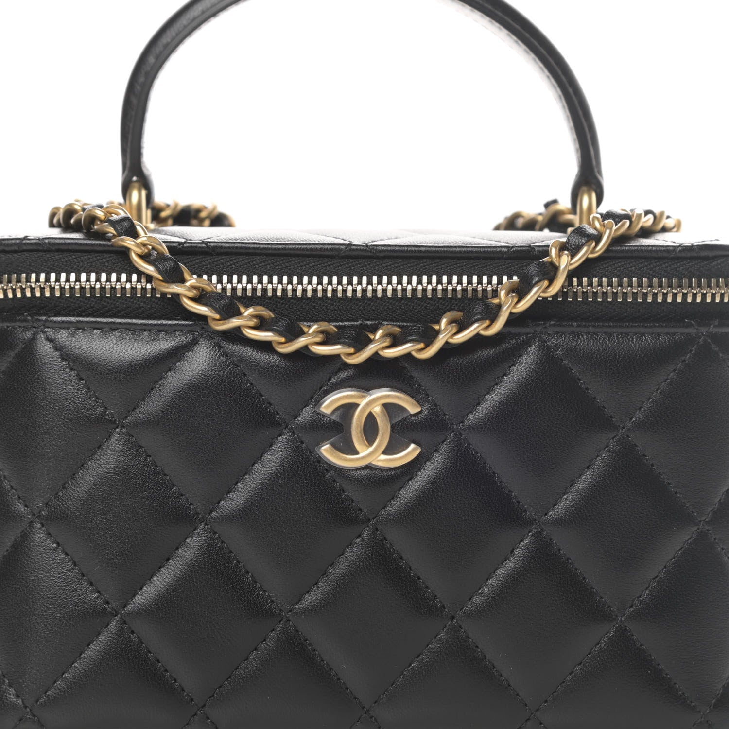 Chanel Lambskin Quilted Small Top Handle Vanity Case With Chain Black 8 of 11