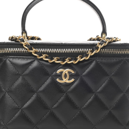 Chanel Lambskin Quilted Small Top Handle Vanity Case With Chain Black 8 of 11