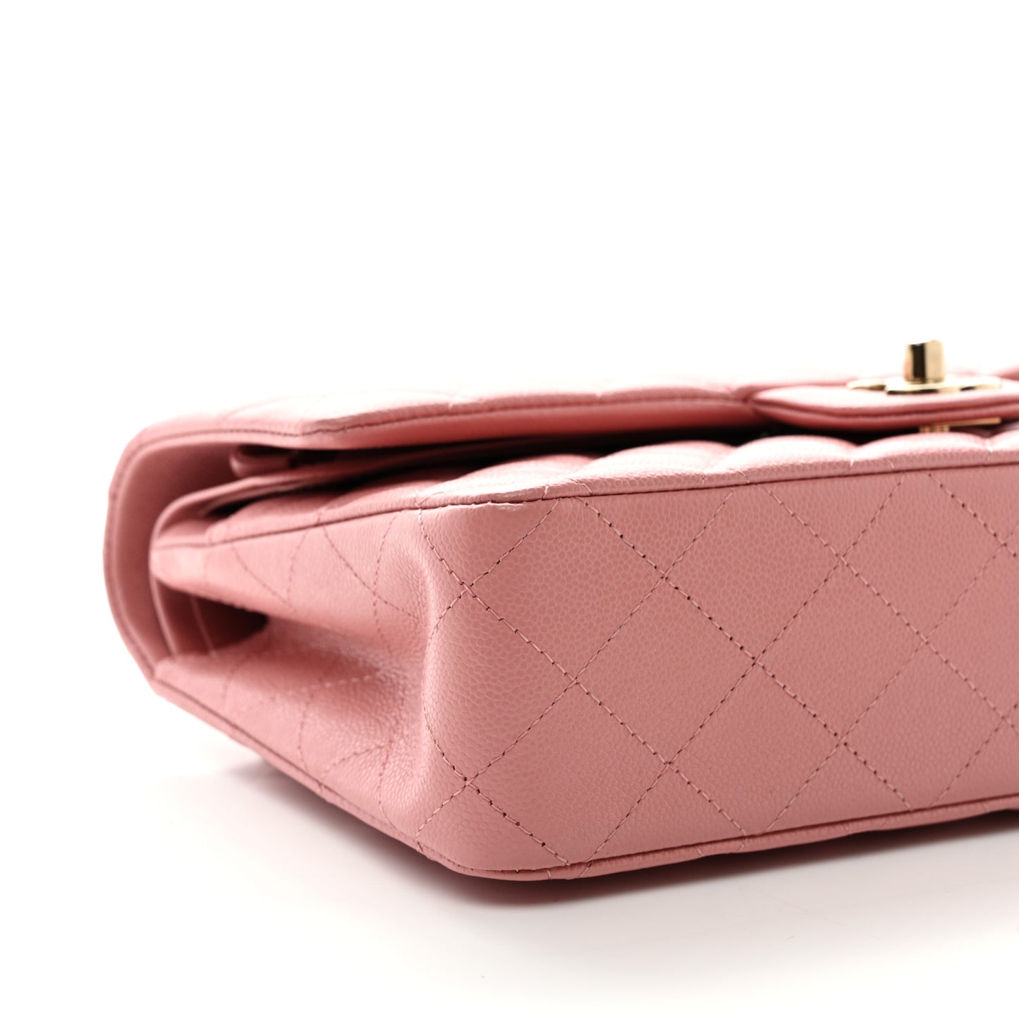 Caviar Quilted Medium Double Flap Pink