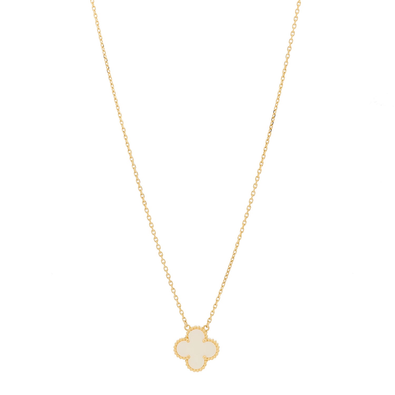 Van Cleef & Arpels 18K Yellow Gold Mother of Pearl Vintage Alhambra Pendant Necklace 1 of 5