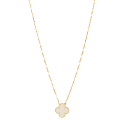 Van Cleef & Arpels 18K Yellow Gold Mother of Pearl Vintage Alhambra Pendant Necklace 1 of 5
