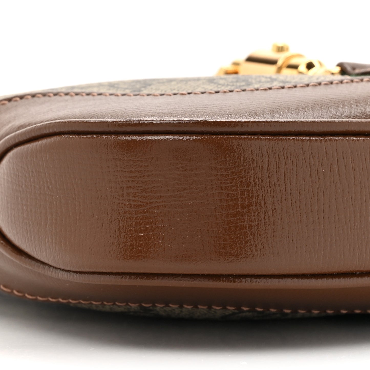 GG Supreme Monogram Azalea Calfskin Web Mini Jackie 1961 Hobo Beige Ebony Brown Sugar