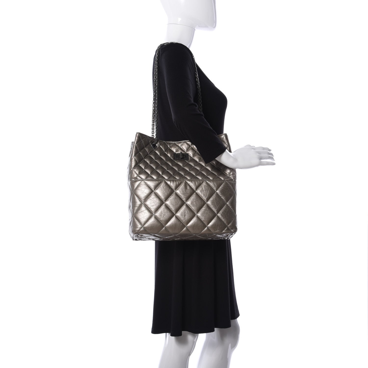Chanel Aged Calfskin Quilted Reissue 2.55 Tote Light Gold 2 of 9