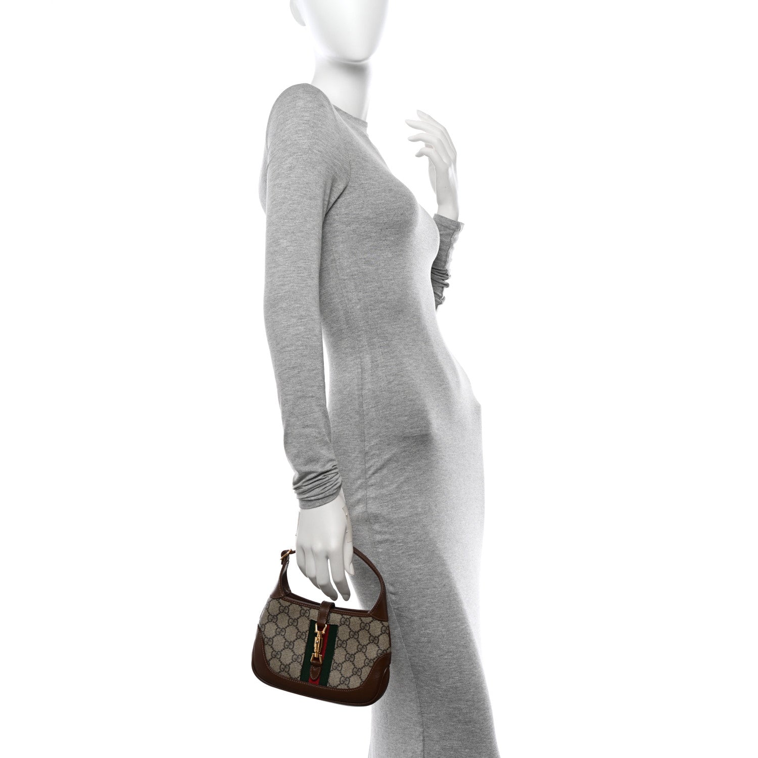 Gucci GG Supreme Monogram Azalea Calfskin Web Mini Jackie 1961 Hobo Beige Ebony Brown Sugar 2 of 10