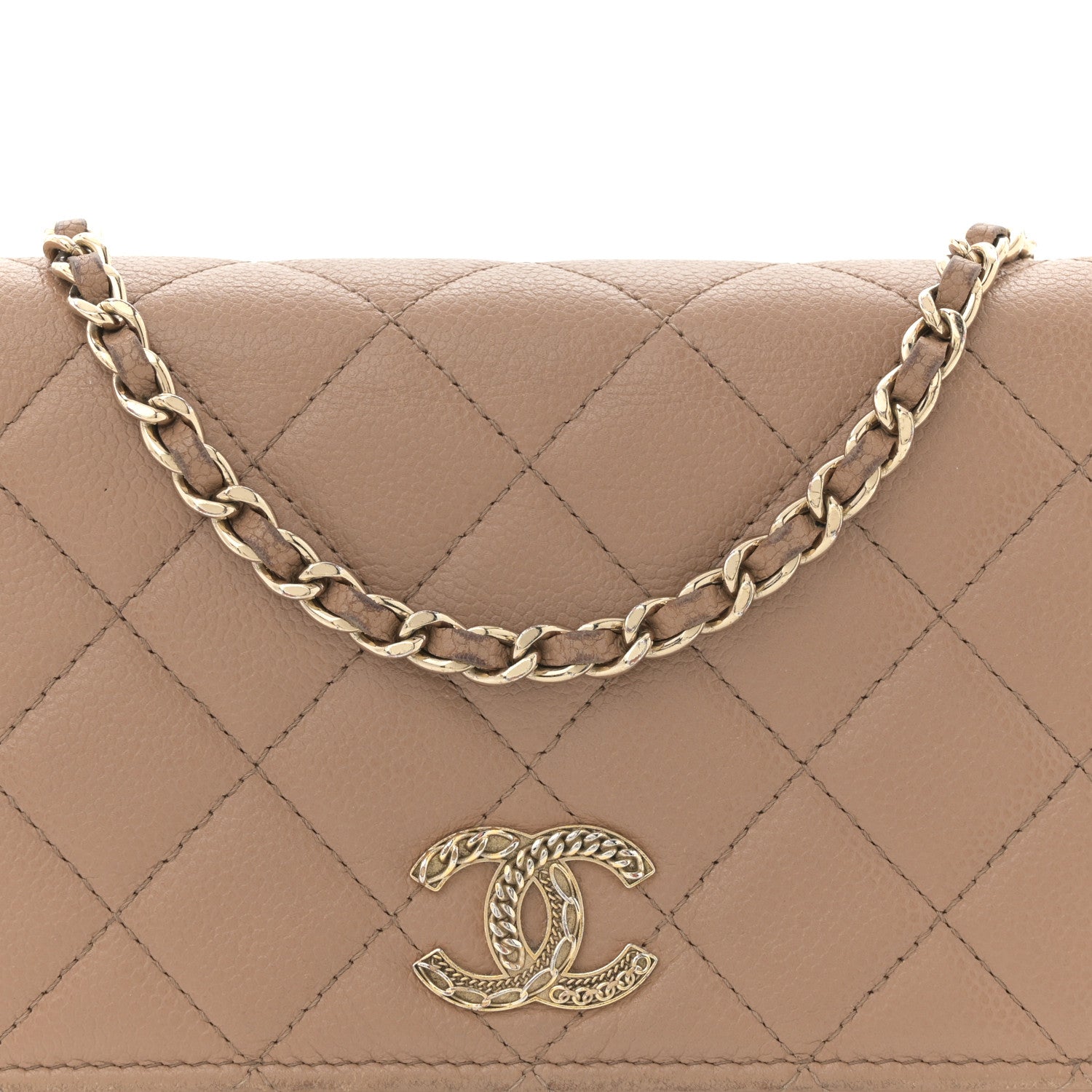 Chanel Caviar Quilted Multi Chain Wallet On Chain WOC Beige 8 of 12