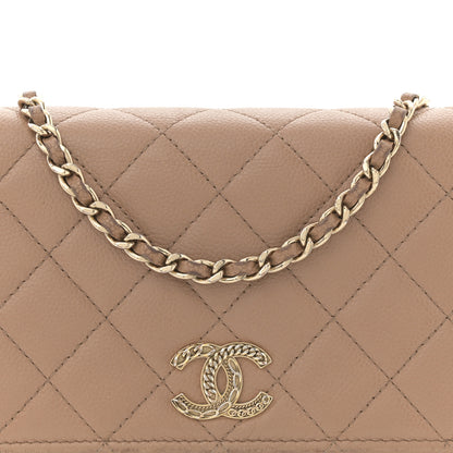 Chanel Caviar Quilted Multi Chain Wallet On Chain WOC Beige 8 of 12