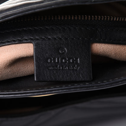Gucci Calfskin Matelasse Medium GG Marmont Open Top Shoulder Bag Black 5 of 14