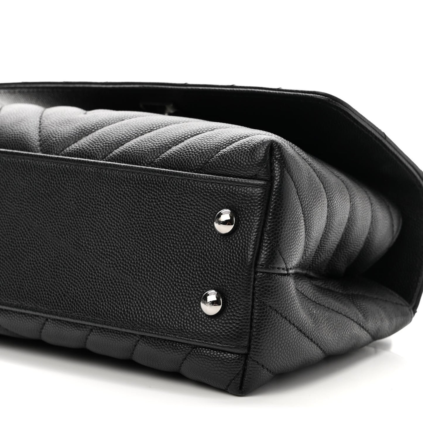Caviar Chevron Quilted Mini Coco Handle Flap Black