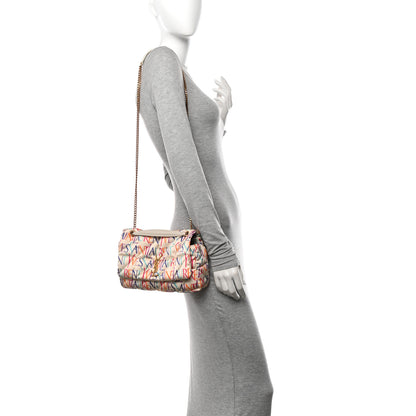 Saint Laurent Silk Carre Rive Gauche Print Patchwork Monogram Medium Jamie Multicolor White 3 of 11