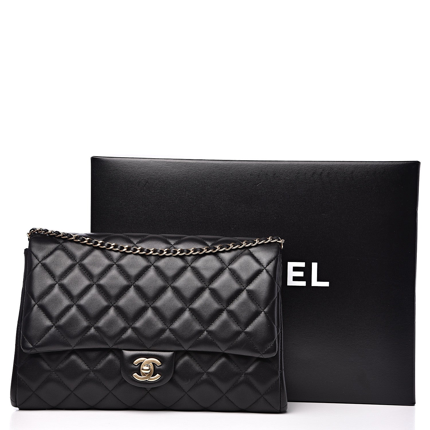 Chanel Lambskin Quilted Clutch With Chain Flap Black 13 of 13