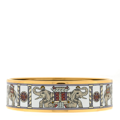 Hermes Enamel Printed Torana Elephants Wide Bracelet 62 1 of 3