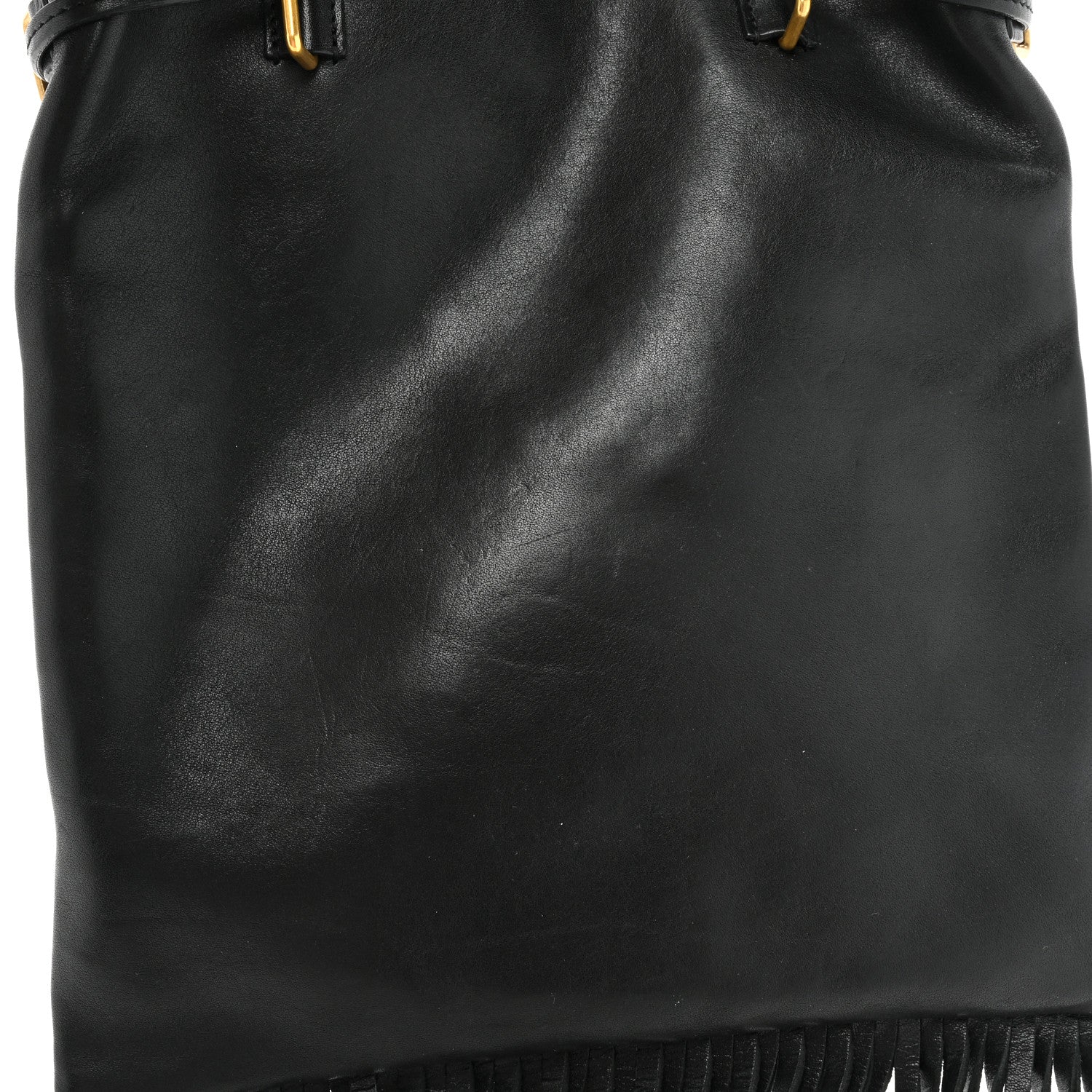 Saint Laurent Calfskin Fringe Small Monogram Bucket Bag Black 11 of 11