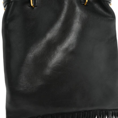 Saint Laurent Calfskin Fringe Small Monogram Bucket Bag Black 11 of 11