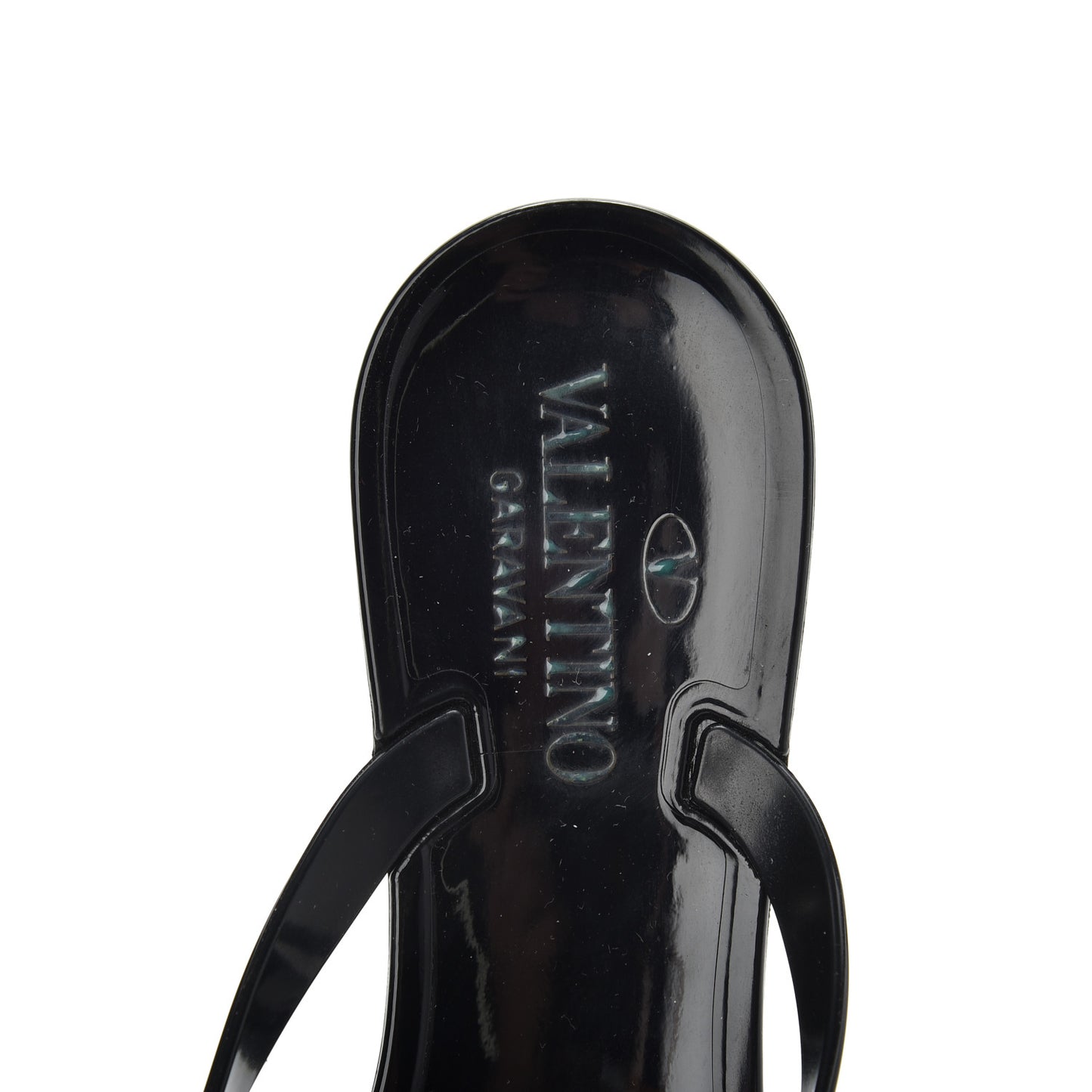 PVC Jelly Rockstud Bow Thong Sandals 37 Black