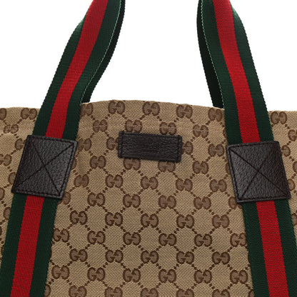 Gucci GG Monogram Medium Web Handle Vertical Tote Dark Brown 9 of 11