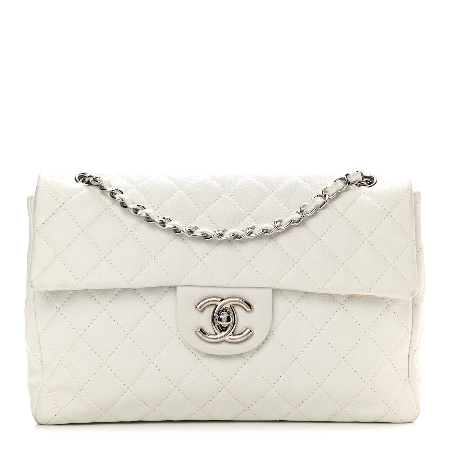 Chanel Caviar Quilted Maxi Single Flap White 1 of 11