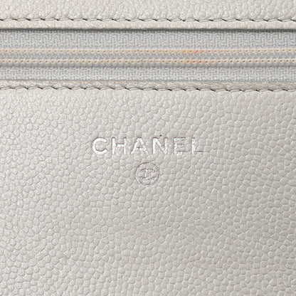 Chanel Metallic Caviar Quilted Boy Wallet On Chain WOC Silver 6 of 14