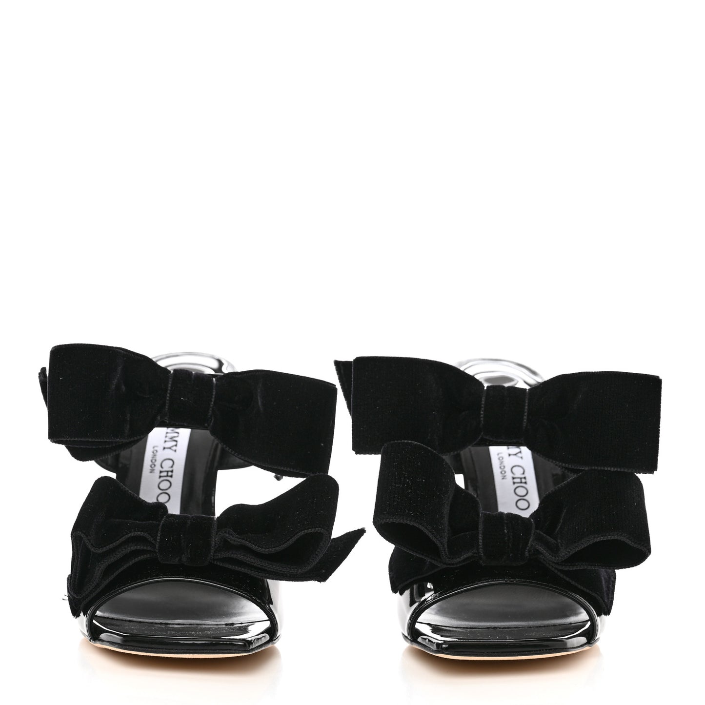Patent Velvet Bow Mule Sandals 36.5 Black