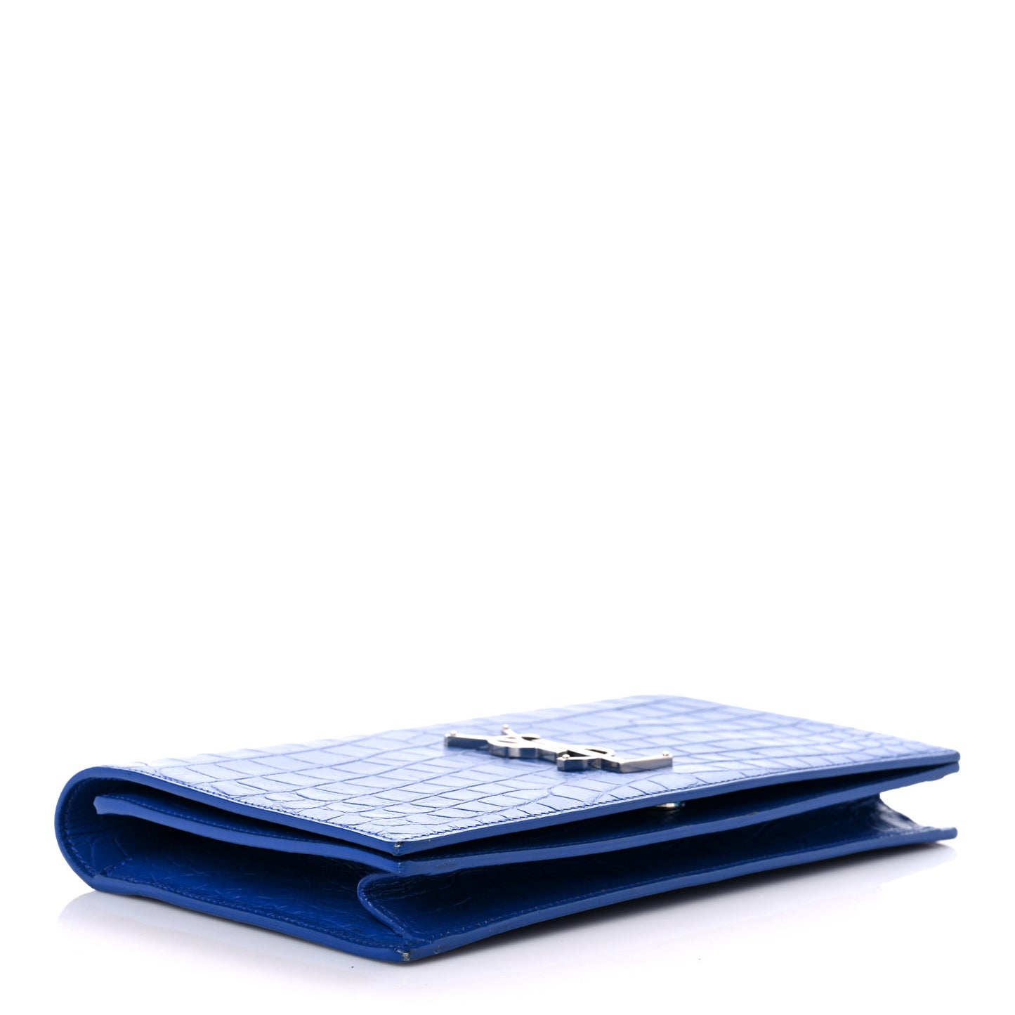 Calfskin Crocodile Embossed Classic Kate Monogram Clutch Royal Blue