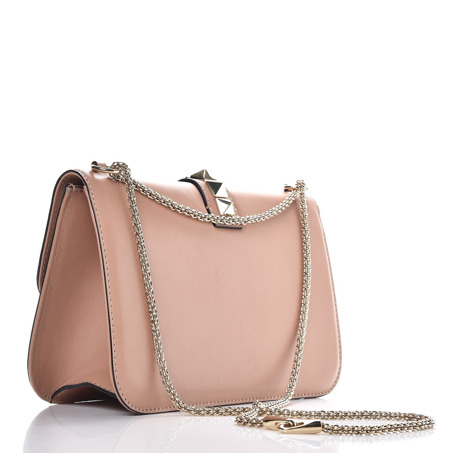 Valentino Garavani Vitello Large Glam Lock Rockstud Flap Poudre 4 of 8