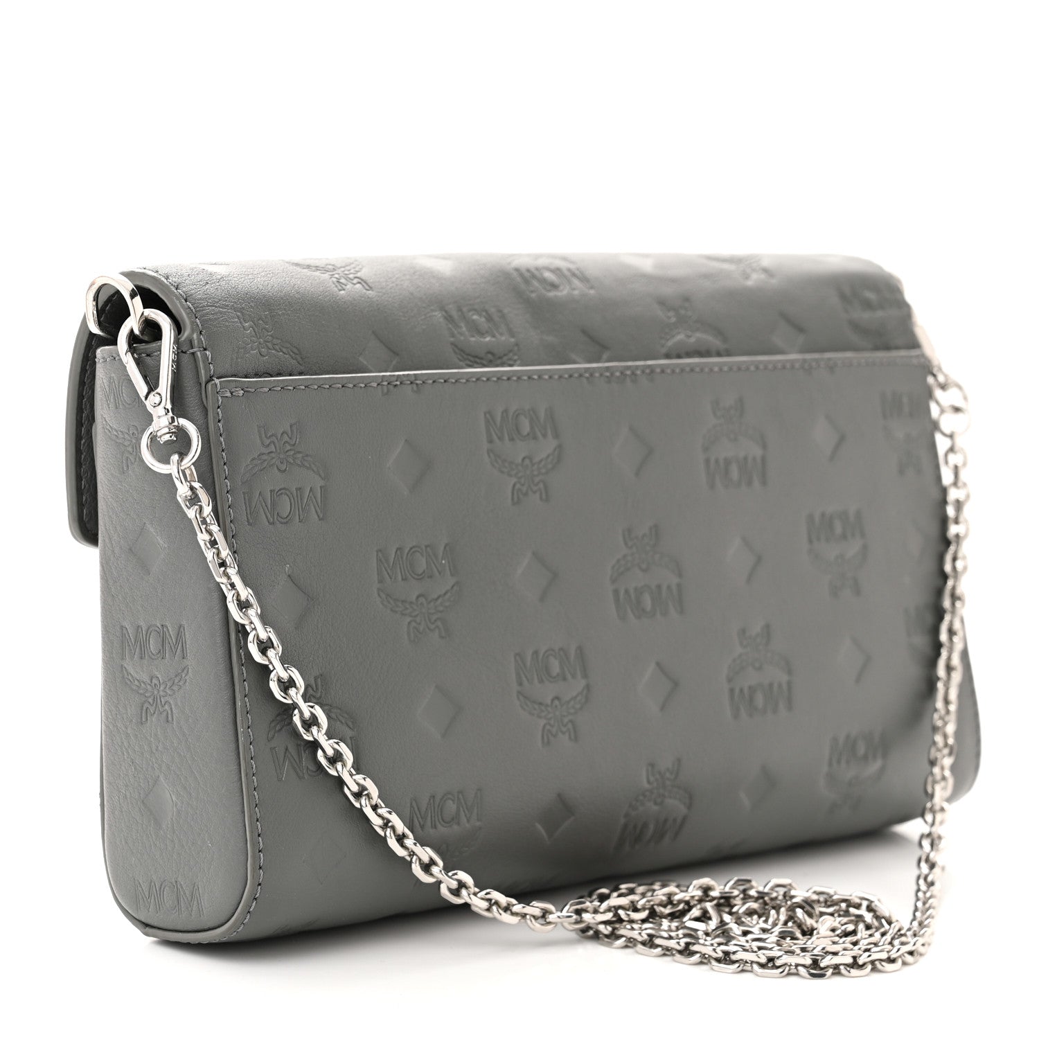 MCM Calfskin Ottomar Monogram Medium Millie Crossbody Bag Charcoal 3 of 10