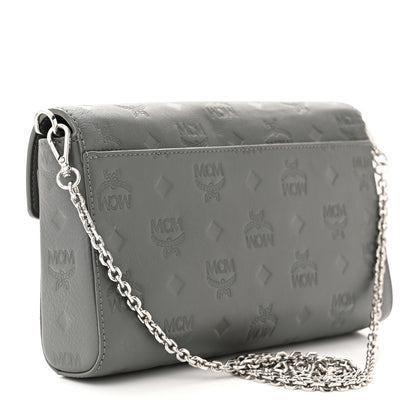 MCM Calfskin Ottomar Monogram Medium Millie Crossbody Bag Charcoal 3 of 10