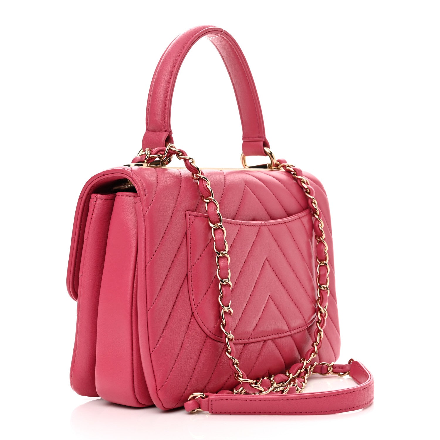 Chanel Lambskin Chevron Quilted Small Trendy CC Dual Handle Flap Bag Pink 3 of 12